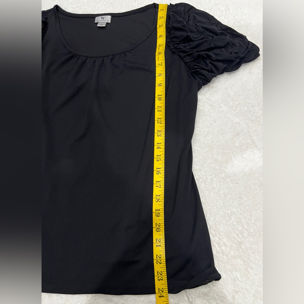 Worthington Black Ruched Sleeve Blouse Size L - Picture 3 of 7
